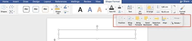 Sắp xếp vị trí khung chữ cho văn bản