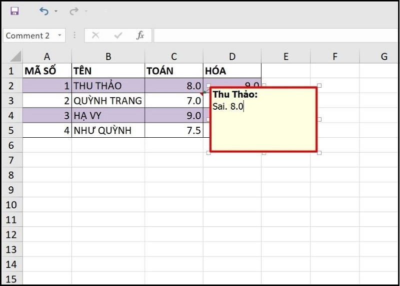 Nhấp chuột vào bất kỳ vị trí nào ngoài khung ghi chú
