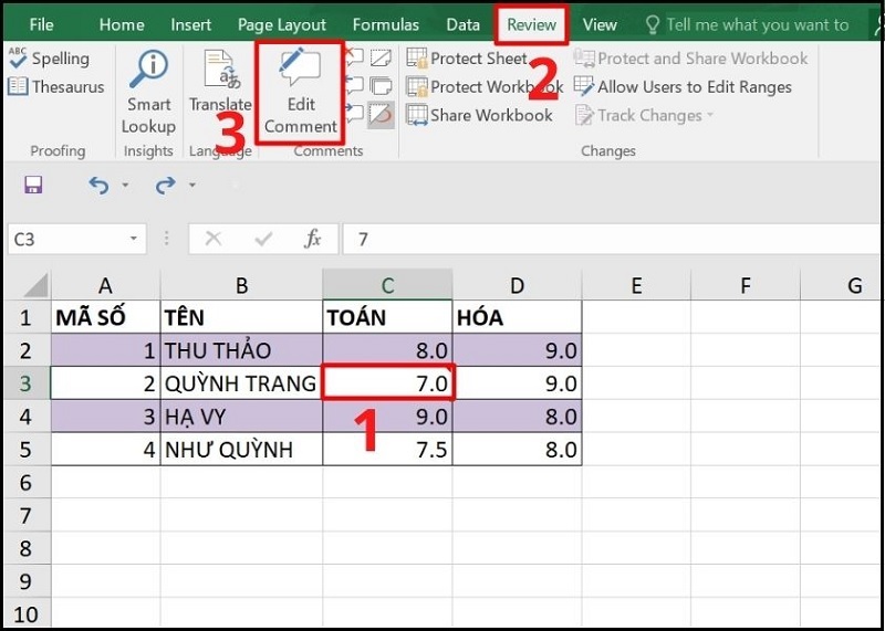 Chọn mục Edit Comment