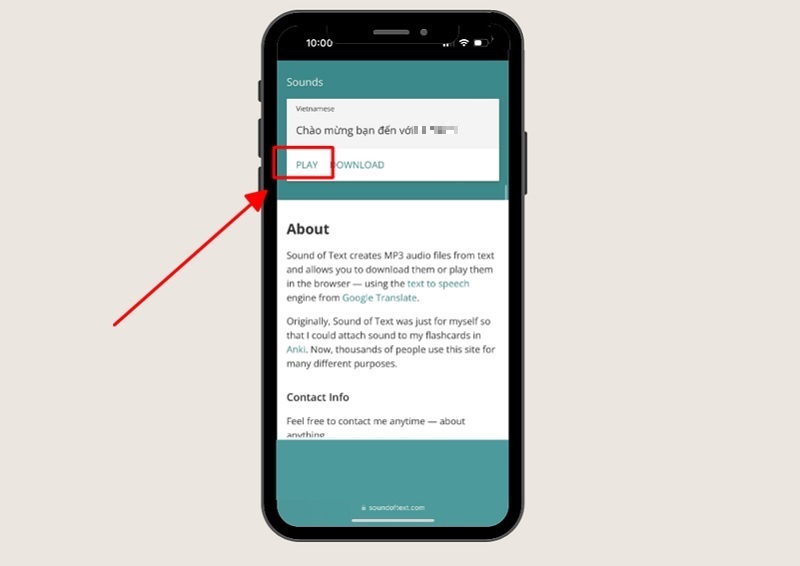 Nhấn vào nút PLAY