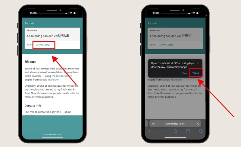 Chọn vào nút Tải về