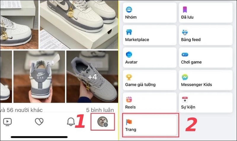 Nhấn vào mục Trang