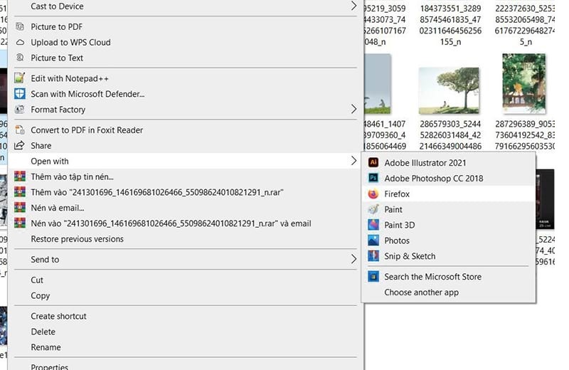 Chọn vào Open with