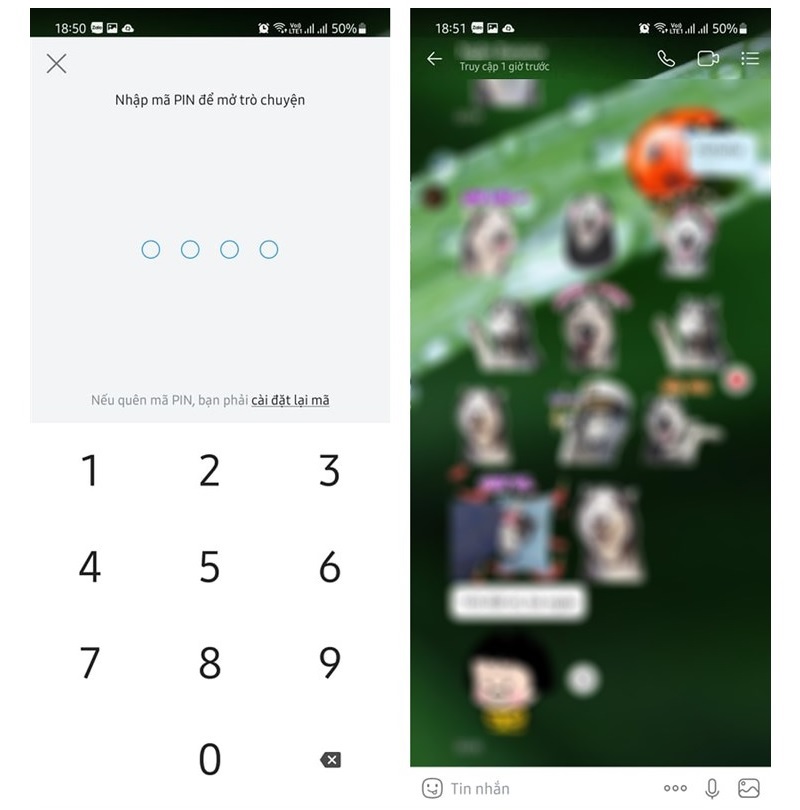 Nhập chính xác mã PIN của cuộc trò chuyện