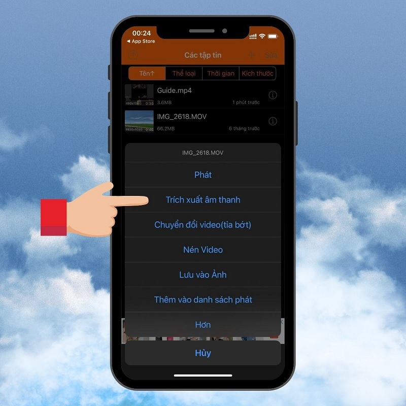 Chọn vào mục Trích xuất âm thanh
