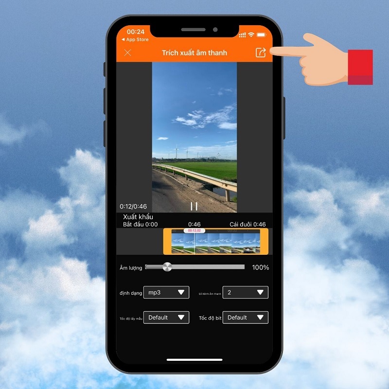 Chọn vào biểu tượng xuất