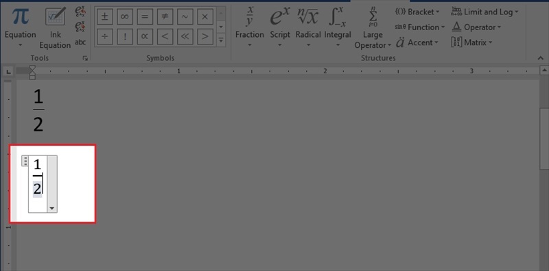 Nhập tử số và mẫu số cho phân số
