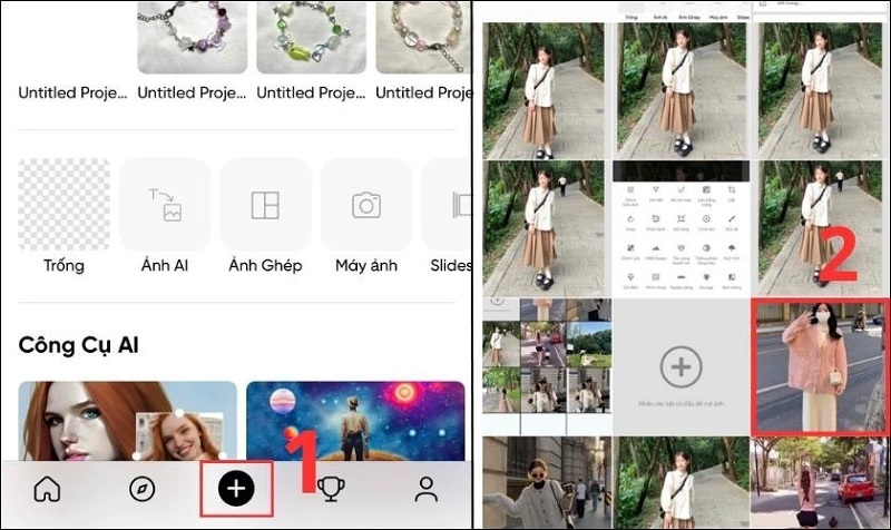 Chọn vào biểu tượng dấu cộng