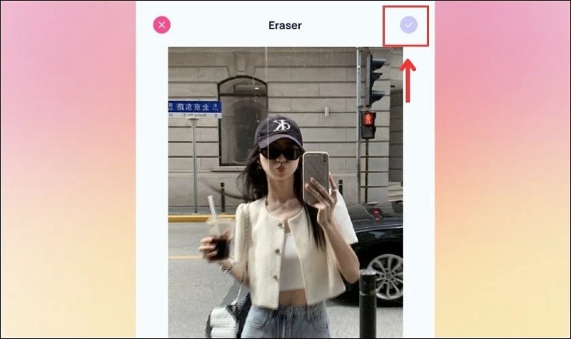 Nhấn vào biểu tượng dấu tích để lưu lại những chỉnh sửa trên hình ảnh