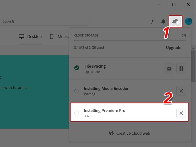 Nhấn vào biểu tượng đám mây