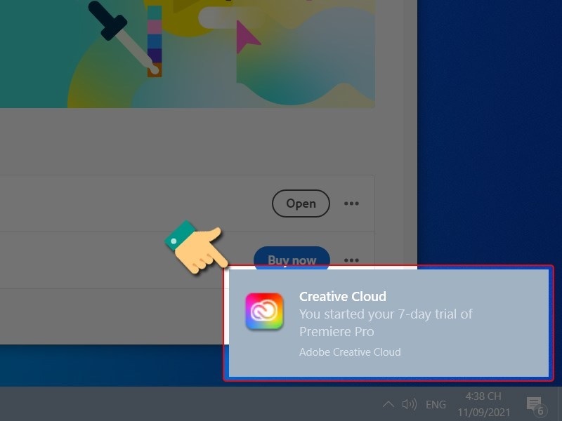 Hệ thống sẽ hiện thông báo khi cài đặt thành công
