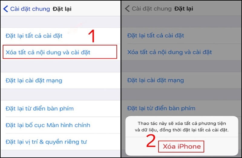 Chọn Xóa iPhone