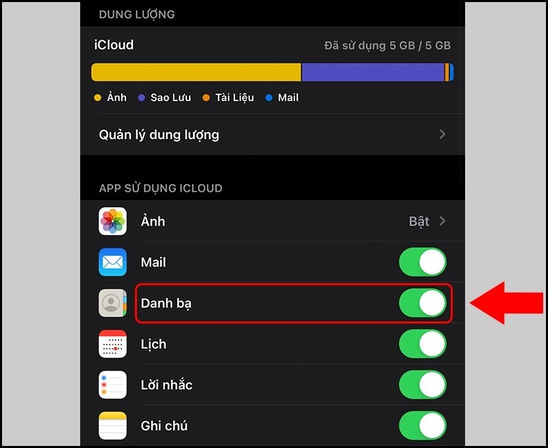 Kích hoạt Danh bạ