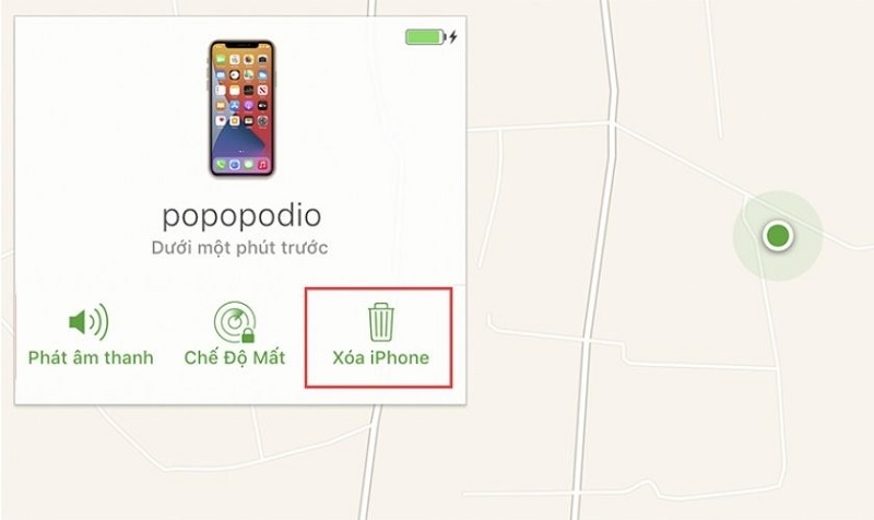 Chọn vào biểu tượng Thùng rác Xóa iPhone