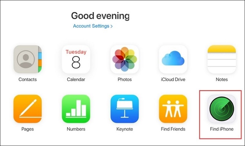 Chọn vào ứng dụng Find iPhone