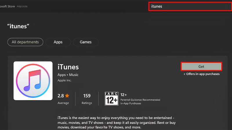 Tải iTunes cho Windows từ Microsoft Store bước 2 Tải iTunes cho Windows từ Microsoft Store bước 2