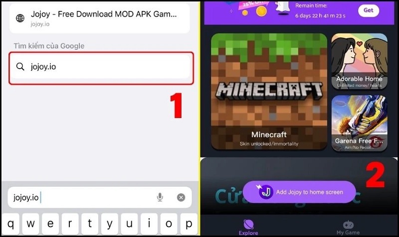 Truy cập vào Safari