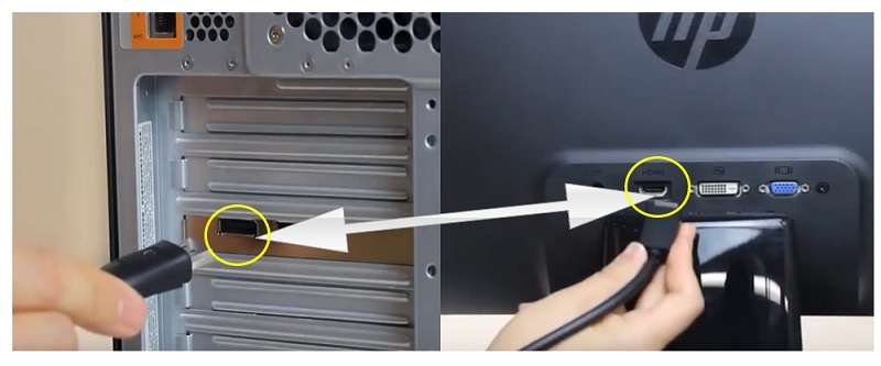 Thực hiện cắm cáp kết nối HDMI