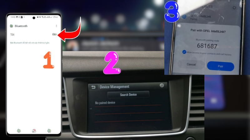kết nối điện thoại với màn hình Android ô tô bằng Bluetooth
