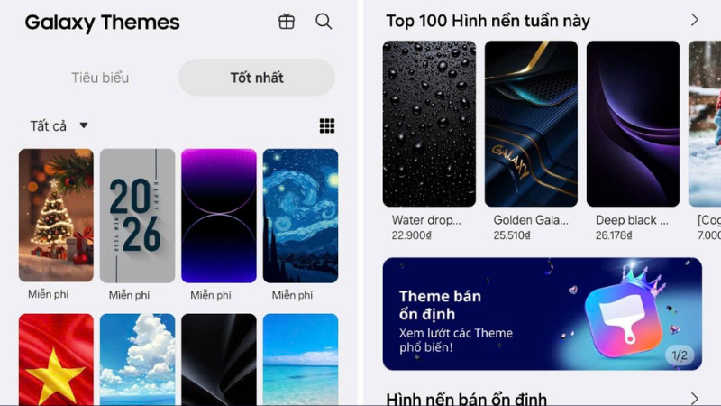 Kho hình nền trên Galaxy Theme