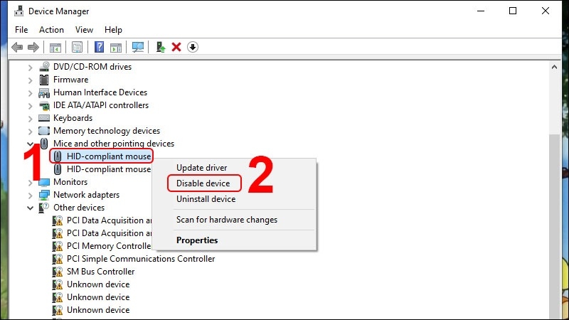 Dùng Device Manager để khóa chuột laptop Dell bước 2 Dùng Device Manager để khóa chuột laptop Dell bước 2