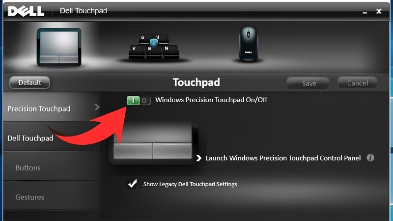 Dùng phần mềm Dell Touchpad Dùng phần mềm Dell Touchpad