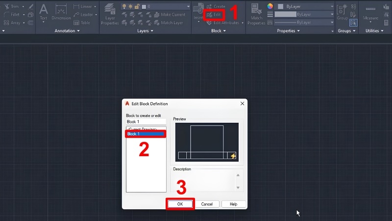 Chuyển block động (Dynamic Block) thành block thường bước 1 Chuyển block động (Dynamic Block) thành block thường bước 1