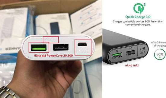 Phân biệt pin sạc dự phọng Anker thật giả