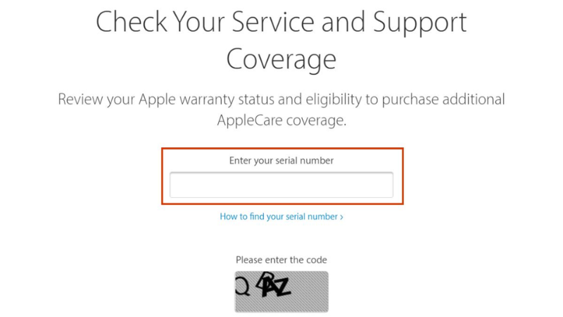 kiểm tra bảo hành chính thức của Apple