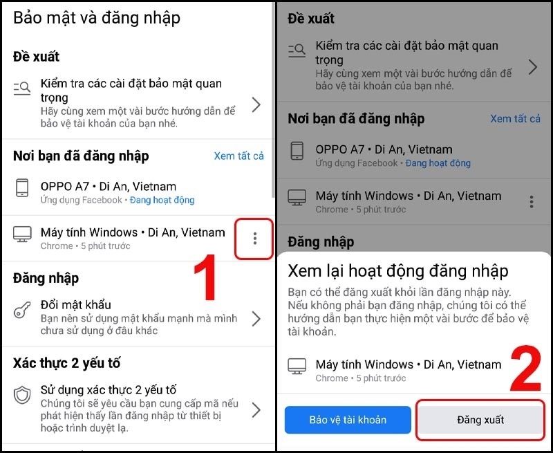 Nhấn nút Đăng xuất