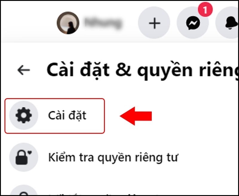 Chọn Cài đặt