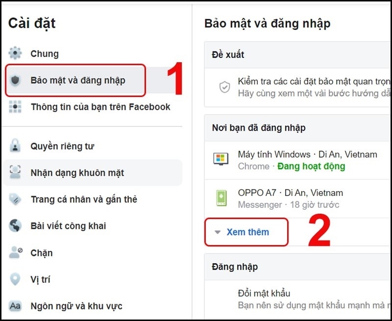 Nhấn vào tùy chọn Xem thêm