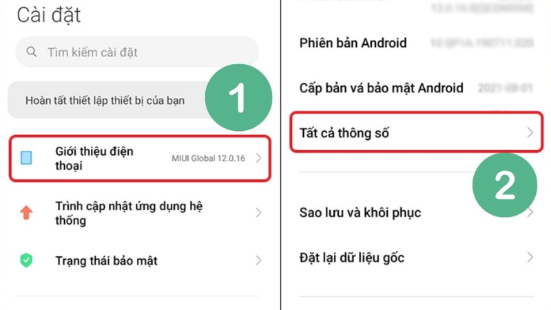 Kiểm Tra Trực Tiếp Trong Cài Đặt Máy Nhanh