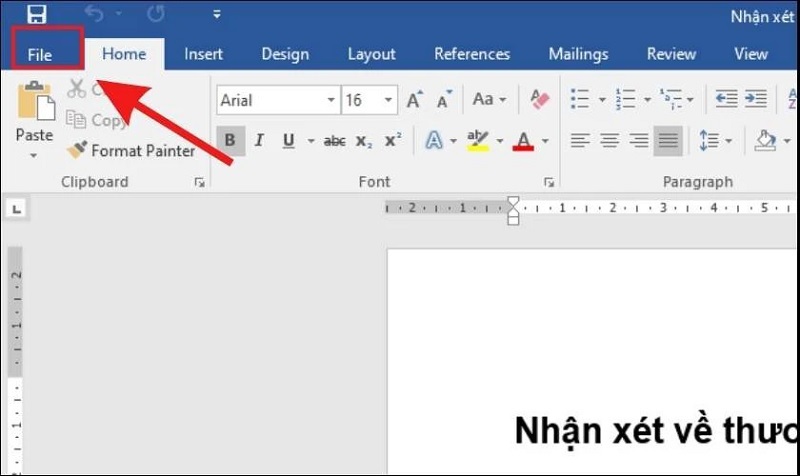 Chọn vào thẻ File