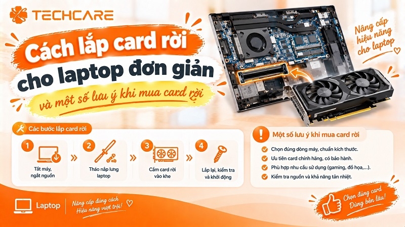 Cách lắp card rời cho laptop đơn giản và một số lưu ý khi mua card rời