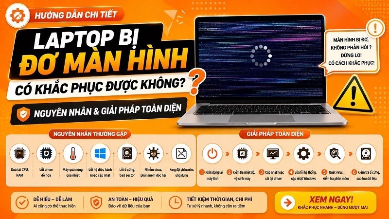 Laptop bị đơ màn hình có khắc phục được không? Nguyên nhân & giải pháp toàn diện