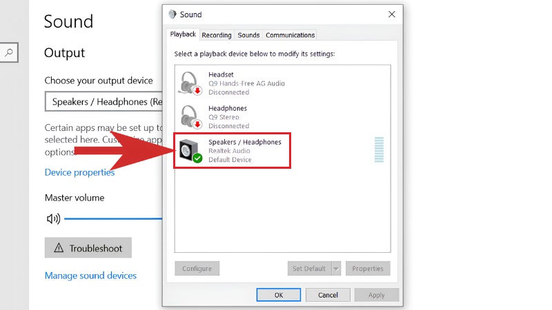 Kích hoạt lại thiết bị trong Playback Devices bước 4 Kích hoạt lại thiết bị trong Playback Devices bước 4
