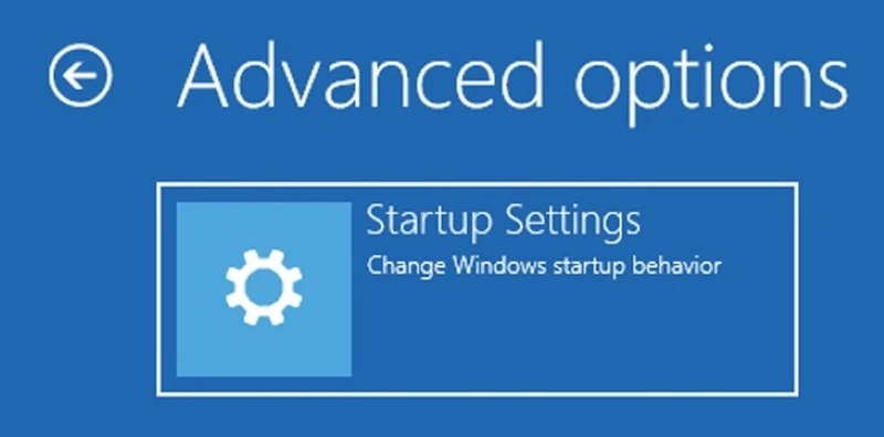 Chọn mục Startup Settings