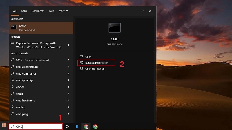 Đặt lại cấu hình mạng qua Command Prompt bước 1