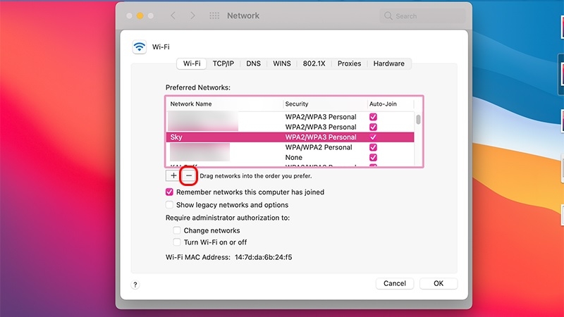 Quên WiFi và kết nối lại bước 2