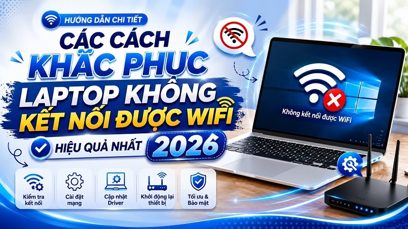 Các cách khắc phục laptop không kết nối được Wifi hiệu quả nhất 2026