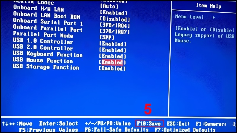 Kiểm tra BIOS khi PC không nhận chuột lúc cài Windows bước 4