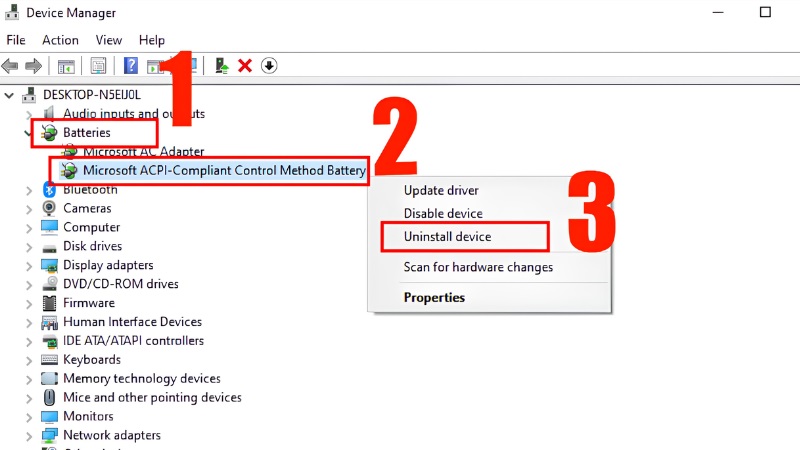 Cập nhật driver pin trong Device Manager bước 2