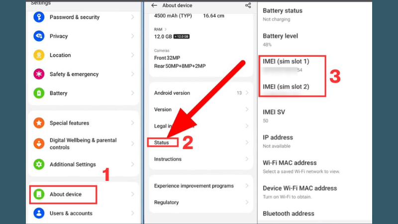 Lấy IMEI Hoặc Số Serial Của Máy OPPO trong cài đặt