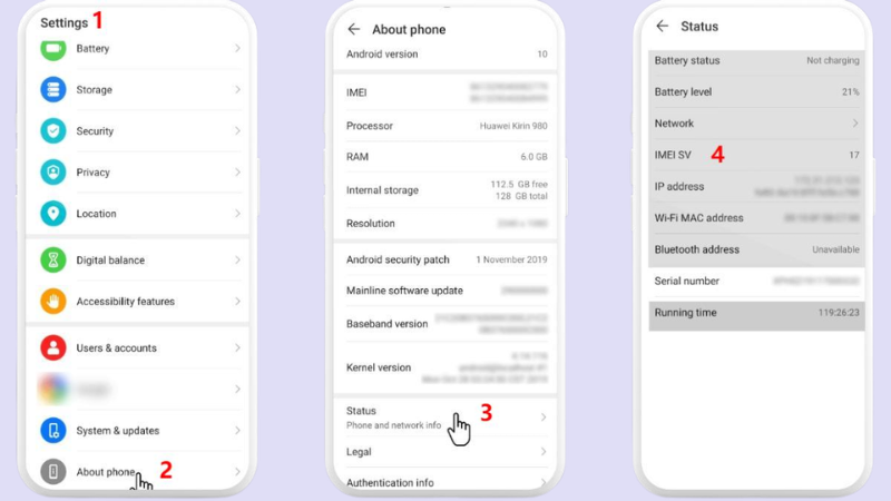 Lấy Mã IMEISN Trên Thiết Bị Huawei