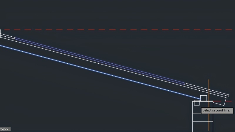 Chọn đường thẳng thứ hai để đo góc trong CAD
