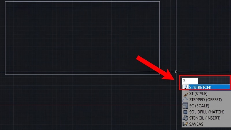 Giao diện AutoCAD với thẻ Home, nhóm Modify và nút lệnh Stretch được khoanh đỏ Giao diện AutoCAD với thẻ Home, nhóm Modify và nút lệnh Stretch được khoanh đỏ