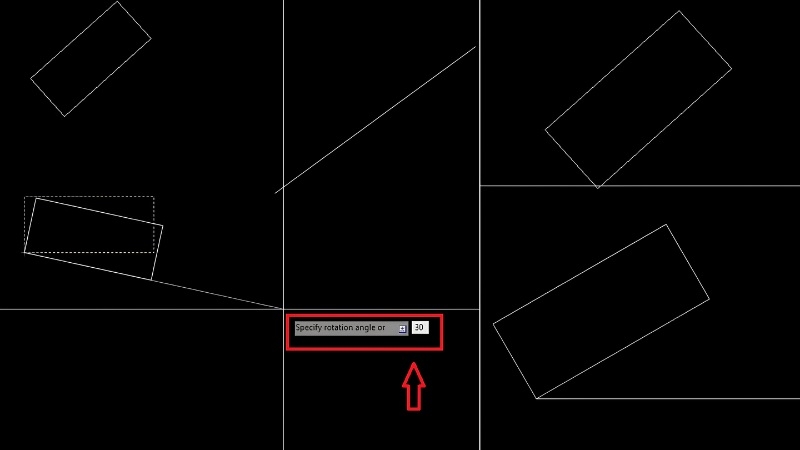 Hình khối trong CAD đã được xoay 30 độ theo đúng góc người dùng nhập Hình khối trong CAD đã được xoay 30 độ theo đúng góc người dùng nhập