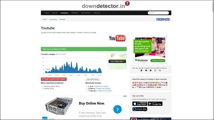 Kiểm tra Internet để biết YouTube lý do ngừng hoạt động