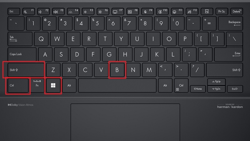 Nhấn tổ hợp phím Ctrl + Windows + Shift + B Nhấn tổ hợp phím Ctrl + Windows + Shift + B